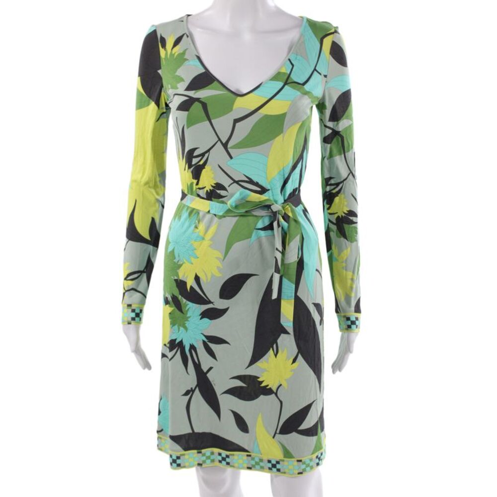 Emilio Pucci Womens Wrap Dress Multi Color V Neck Long Sleeve Size 6